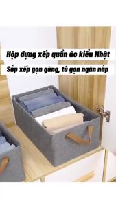 Hộp đựng xếp quần áo có khung cố định thiết kế gấp gọn tiện lợi giúp tiết kiệm không gian nhà vải Cation