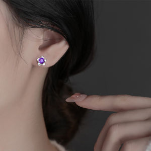 S925 Sterling Silver Flower Ear Studs South Korea Simple Graceful Female Rhinestone Earrings Zircon Simple Small Earrings Valentine Gift