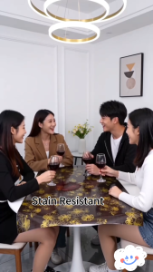 2-10Seater Clear PVC Tablecloth High-End Printing Table Cover Table Mat Oilproof Stain Heat Resistant Rectangle Dining Table Cloth