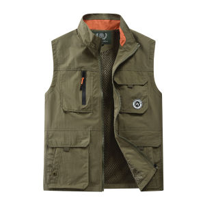 New Mens Slim Fit Casual Jacket Spring Autumn Thin Stand Collar Multi Pocket Outdoor Fishing Photography Shoulder Pad Coat