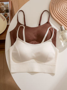 Wireless Strap Vest Style Bra Womens Thin Pad Bra Top Outerwear Friendly Full Cup Nylon Fabric Shoulder Strap Underwear