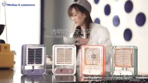 Portable Rechargeable Cristal Mini Desk Cooling Mist Spray Fan With Humidifier Night Light