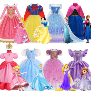 Váy Công Chúa Elsa Frozen Princess Sleeping Beauty Short Sleeve Váy Mùa Xuân Thu Cho Bé Gái Váy Công Chúa Tuyết