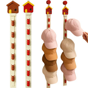 Wardrobe Hat Hanger with 8 Clips - Creative Vertical Baseball Cap Holder for Door Wall Closet - Hanging Cap Storage Hooks - Home Hat Display Rack
