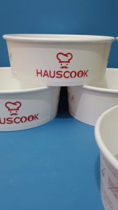 Hauscook 1300cc round disposable induction ramen bowl container paper aluminum