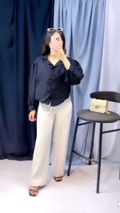 JOSU - SALE 12.12 ATASAN KEMEJA CROP PUFF CHIA LENGAN PANJANG BAJU CROP / BAJU CROP WANITA KEKINIAN