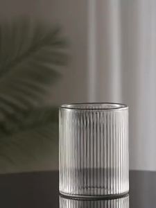 ZEO 300ml Glass Coffee Cup Tea Milk Yogurt Mug Creative Transparent Straight Vertical PatternDrinkware