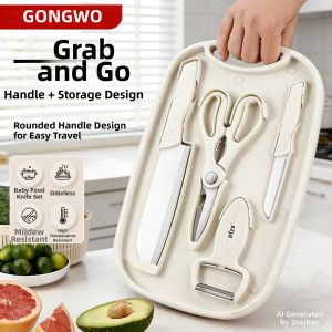 GANGWO | Baby Food Prep Fruit Knife & Cutting Board Set
