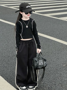 Fashionable Long Sleeve Base Shirt for Girls Autumn Wear Childrens Early Spring Clothing Medium to Large Childrens Tops