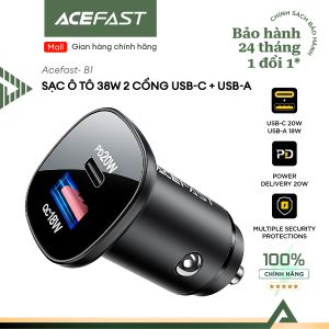 Tẩu sạc ô tô ACEFAST B1 công suất 38W 2 cổng: 1 USB-C 20W + 1 USB-A 18W hỗ trợ sạc nhanh QC và PD - Hàng chính hãng