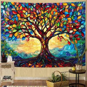 VIKAMA Bohemian Tree of Life Tapestry Starry Moon Butterfly Mandala Retro Ethnic Style Living Room Decoration