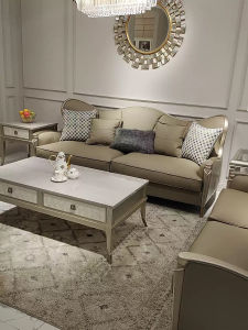 American Light Luxury Combination European Solid Wood Sofa Luxury Dining Room House Living Room French Furniture Modern Leather Sofa