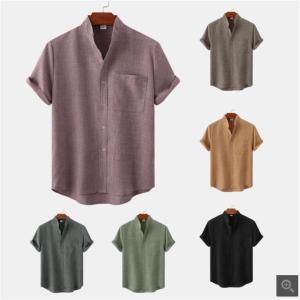 Hawaiitcotton Mens Formal Summer Shirt Standard Fit Button Detail Iron-Free Fashion Urban Style Youth Casual Short Sleeve