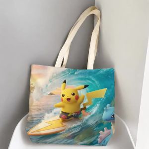 Bandai | Pokemon Venusaur Storage Bags Tote Bag Travel Summer Beach Shoulder Bag Reusable Grocery Shopping Bag Anime Artwork