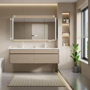 DIPURUI | Double Basin Vanity High-end Oak