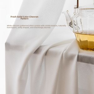 DIHUANTUO | Zen Style Herringbone Pattern Sheer White Curtain