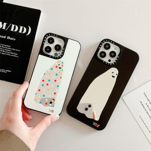 《KIKI》CASE.TIFY High-end Mirror phone case for iphone 15 15pro 15promax 15plus 14 14Plus 14pro 14promax 13 13pro 13promax 12 12pro 12promax Cute cartoon ghost cute case for iphone 11 Cute painting INS style popular Hard shell New Design Black White
