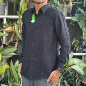 KEMEJA HITAM POLOS PRIA Size M L XL XXL Lengan Panjang