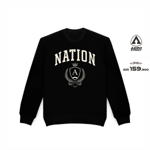 Aerostreet Crewneck Nation Hitam Man BADAA