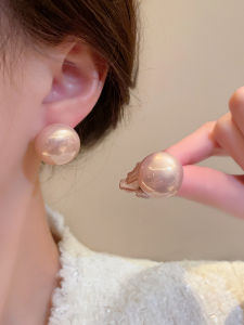 French Vintage Hepburn Style Flat Round Pearl Earrings: Simple Versatile Elegant Ear Jewelry Accessories