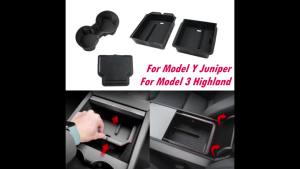 For Tesla Model Y 2025 2026 Center Console Organzier Tray Model 3 Highland 24-26 Armrest Box Hidden Storage Box Cup Holder