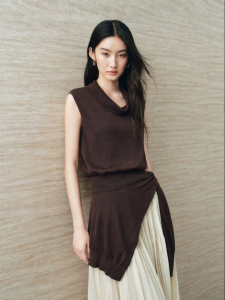 PEACEBIRD | Autumn French Lace Collar Rayon Blended Knit Vest