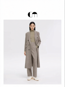 Designer Merino Wool Blend Long Straight Fit Trench Coat