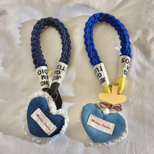 Trendy Denim Heart Pendants Hanging Decorations Woven Nylon Bracelets Suitable for Mobile Phone Cases DIY Creative Korean Style Womens Backpack Student Hanging Chains Car Keychains CCD Earphone Portable Accessories