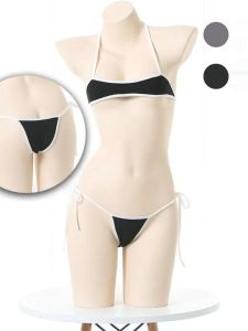 Bộ Đồ Bơi Hai Mảnh Cổ Treo Khoét Sâu Không Dây Bằng Vải Polyester Mùa Hè 2024 Bộ Đồ Bơi Nữ Có Dây Đeo Cổ Và Chi Tiết Khoét Sâu