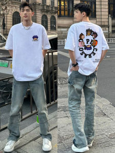 Heavyweight 270g Pure Cotton Short Sleeve T-Shirt Mens Summer Hip Hop Loose Top INS Fashion Brand Printed round Neck Tee