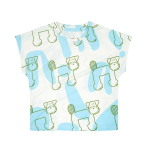 Summer Childrens round Neck Short Sleeve T-Shirt Breathable Cool Feeling Thin Sun Protection Polyester Spandex Cartoon Print Kids Top