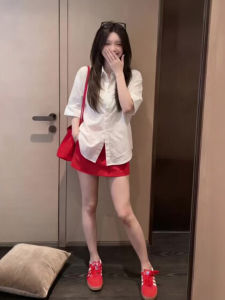 CHANGTONG | Unique Elegant Red Outfit Set 2pcs