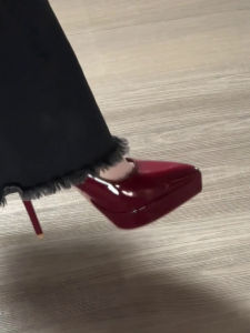 Classic French Style High Heels Womens Waterproof Platform Not Tired of High Heels Commuting Single Shoes Calfskin Version