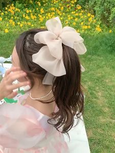 My Natural Korean Fairy Chiffon Bow Hair Clip雪纺香蕉夹网纱蝴蝶结发夹