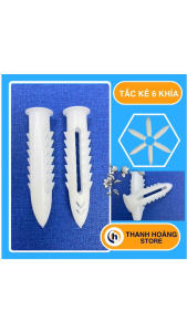 [Combo 100 con] Tắc kê nhựa 6 khía chắc chắn bám tường tốt chống tuột vít - [Combo of 100 Pieces] Plastic Pegs with 6 Notches Are Sturdy Adhere Well to Walls and Prevent Screws from Slipping.