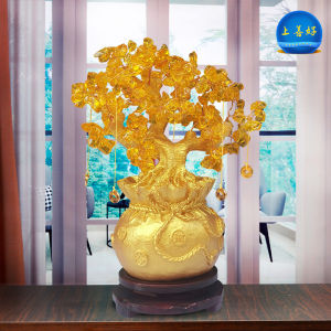 Jubao Purse Decoration Citrine Pachira Macrocarpa Jubao Basin Office High-End Wine Cabinet Decoration Opening Gift