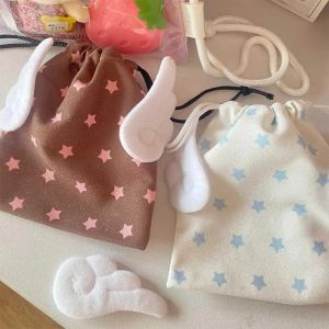 1 Pair Small Angel Wings Brooch Japanese Style Sweet Clothes Decor Y2K Plush Angel Wing Fluffy Brooch Bag Decoration