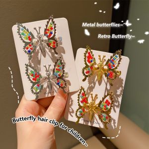 2/4pcs Childrens Colorful Bows Alloy Hair Clips