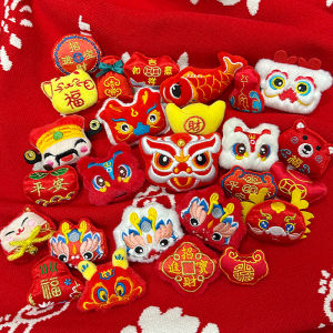 New Year Plush Awakened Lion Brooch Pin Womens 2025 Snake Year Zodiac Childrens Clothes Pins Decorative Accessories Small Gifts