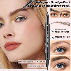 Waterproof Smudge-Proof Dual-Ended Fork Tip Eyebrow Pencil Lower Eyelash Eyeliner Tattoo Eyebrow Pen Long Lasting 双头二叉眉笔