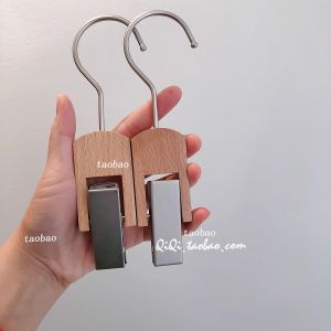 Retro Solid Wood Sock Hat Hanger Metal Clip Clothing Store Hat Scarf Hooks Engraving Clothes Drying Storage Organizer Clamp