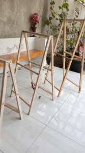 Stand Banner Kayu l Rangka Banner 2 Sisi Bolak Balik