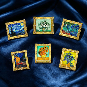 YF Van Gogh Enamel Rhinestone Metal Fridge Magnet Starry Night Sunflower Art Decor Magnet Home Gift FY