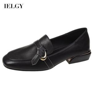 IELGY Giày Da Nữ Đế Bằng Mềm Thoải Mái Phong Cách Retro Dễ Phối Đồ