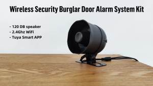 KERUI 120db Siren Alarm System WiFi Tuya Smart Speaker Alarm Kit with Motion Sensor Door Sensor for Home Security Protection