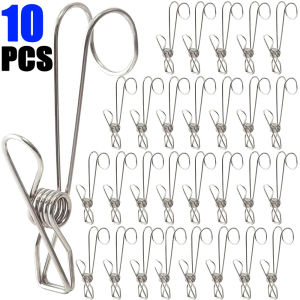 10PCS Clothes Pegs Stainless Steel Drying Clip Hat Towel Hanger Laundry Hook Home Kitchen Batnroom Storage Document Organizer