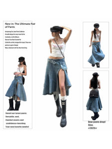 Váy Ngắn Denim Cạp Cao Không Đều Thời Trang Cho Nữ Mùa Hè 2025 Váy Ngắn Bó Sát Thường Ngày Chất Liệu Khác Không Có Thương Hiệu