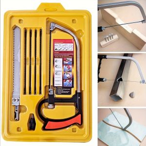 Hacksaw Set 12 inch Steel Saw with Replaceable Saw Blades and Metal Miter 3pcs Handsaws (Hacksaw Frame Mini Hacksaw) for Wood
