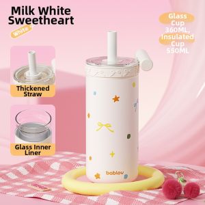 Bablov | Aesthetic Gift Insulated Glass Lining Cup Straw