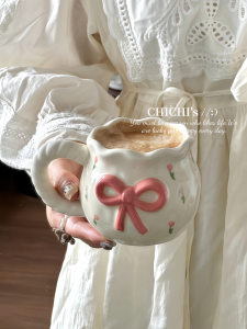 Cute Ceramic Cup with Relief Butterfly Design for Office Use Birthday Gift for Girls Home Use Water Cup Floral Animal Patterns